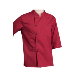 Mass custom three quarter sleeve chef clothes design stand collar single breasted chest pocket chef clothes solid color chef clothes supplier SKKI083 Mass custom three quarter sleeve chef clothes design stand collar single breasted chest pocket chef clothes solid color chef clothes supplier SKKI083